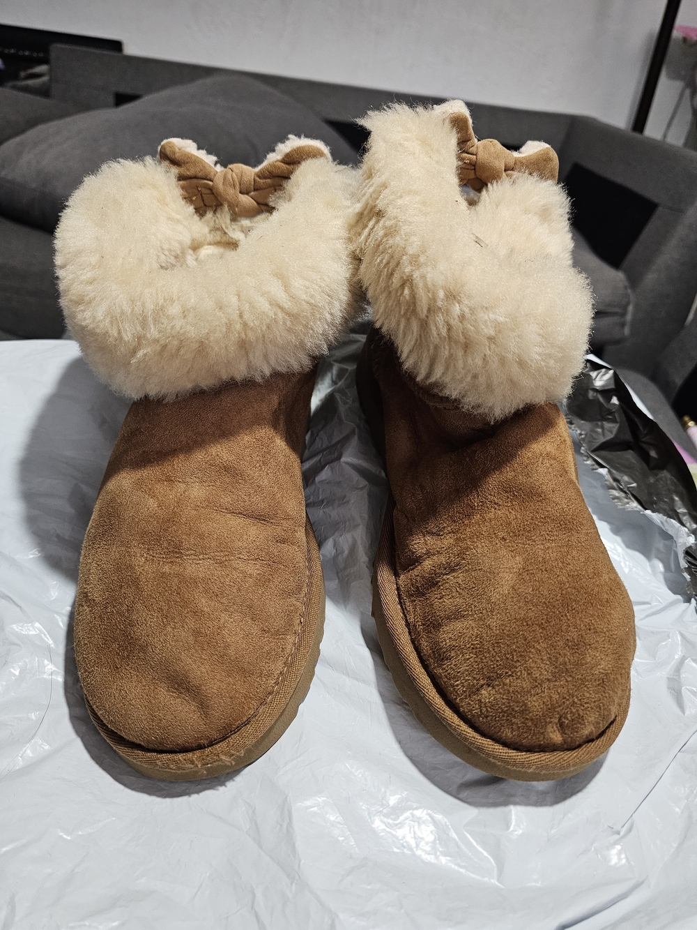 UGG Chestnut Suede Shearling-Lined Slippers